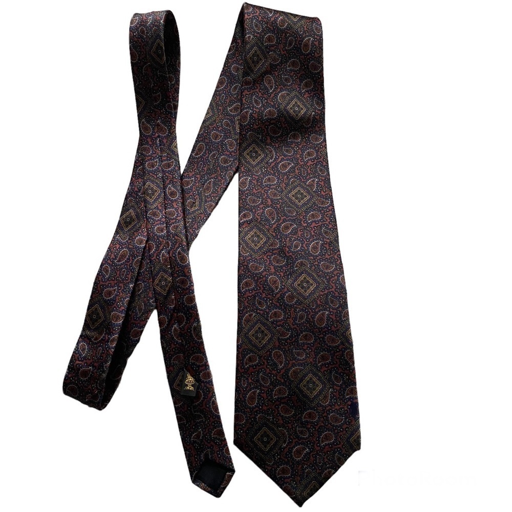 Marshall Field’s store for Men tie pure silk made in USA Red Navy Gold